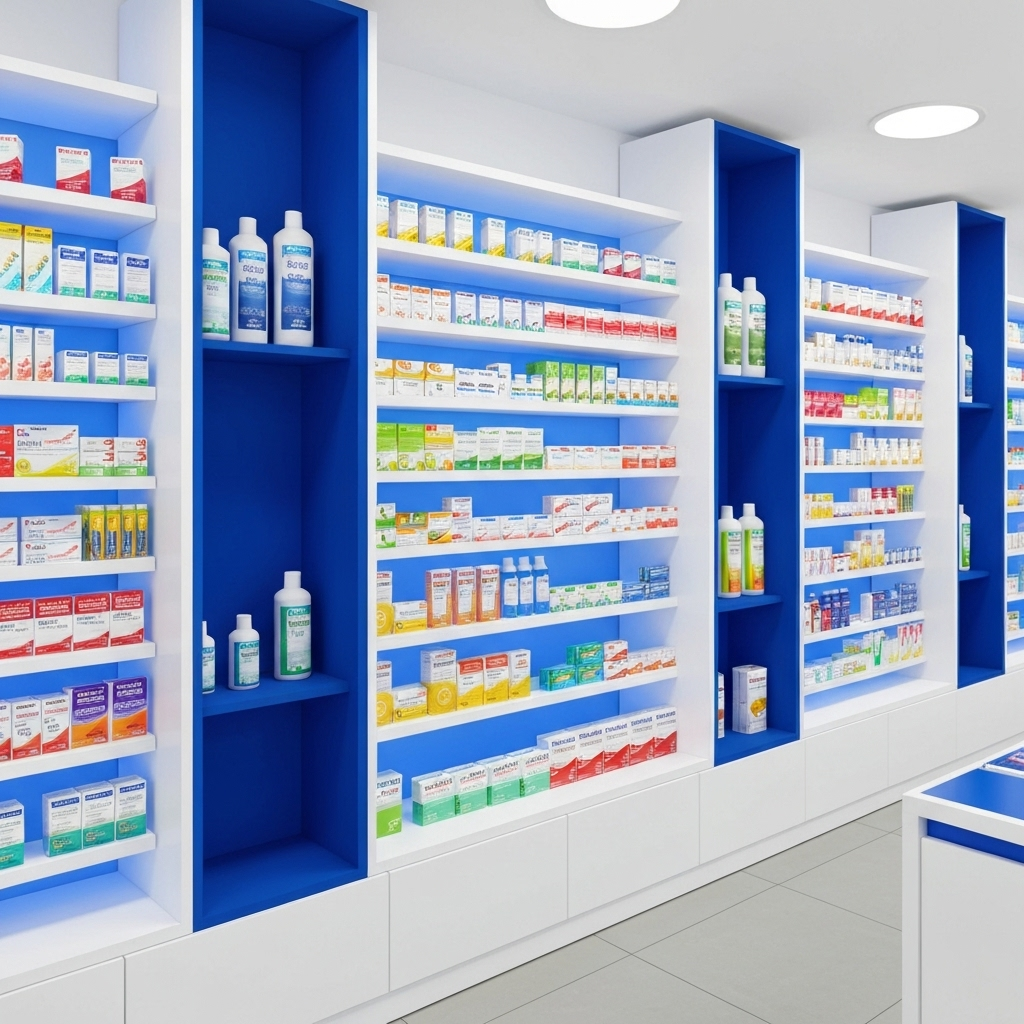Gôndolas para farmácia
